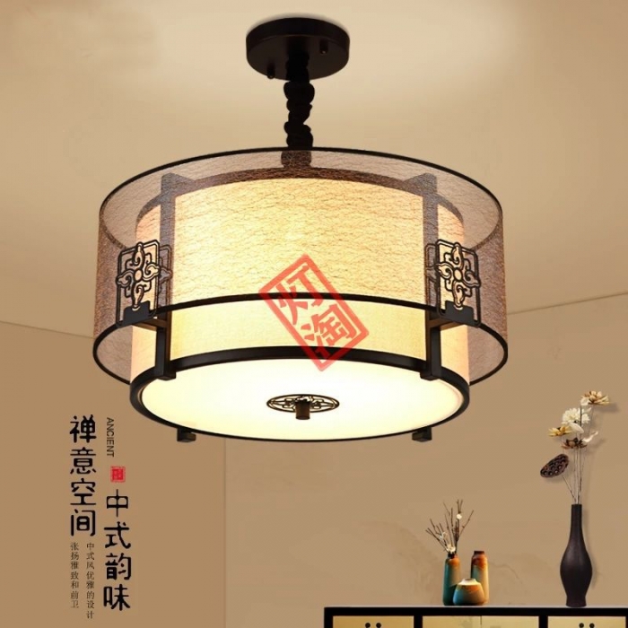 新中式铁艺复古布艺时尚中国风客厅灯具1036