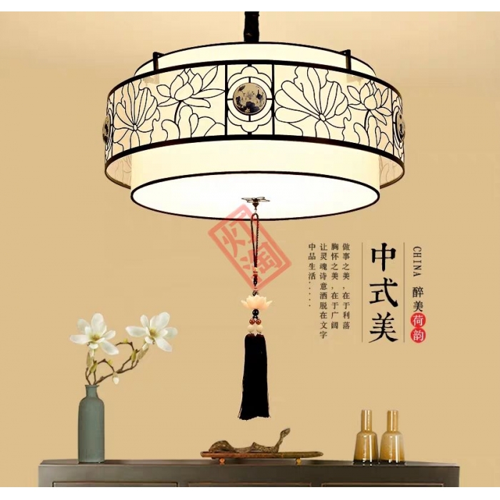 新中式铁艺复古布艺时尚中国风客厅灯具1010