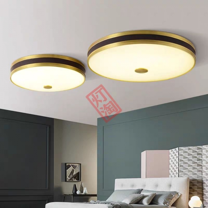 新中式全铜吸顶灯现代简约卧室书房灯具GD-超薄e款黑边