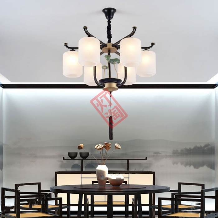 新中式中国风餐厅灯复式别墅OS-98068-6H