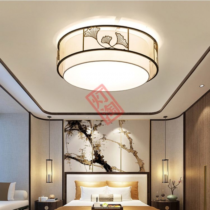 新中式吸顶灯中国风客厅灯温馨卧室书房餐厅银杏叶-500圆